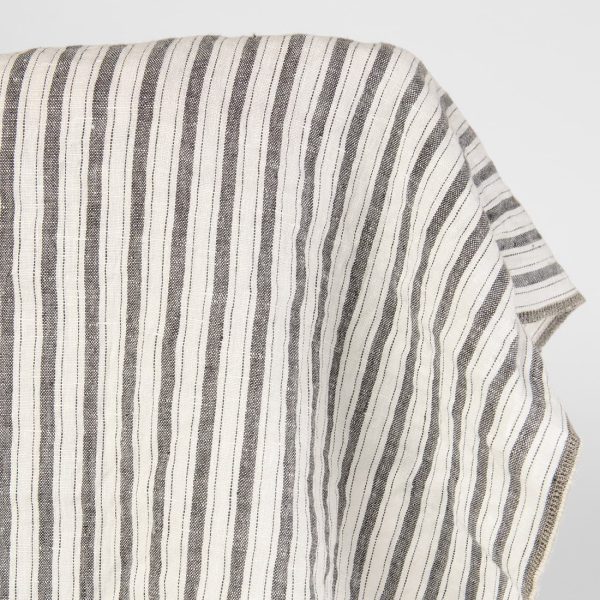 100% linen fabric in grey and off white stripes.