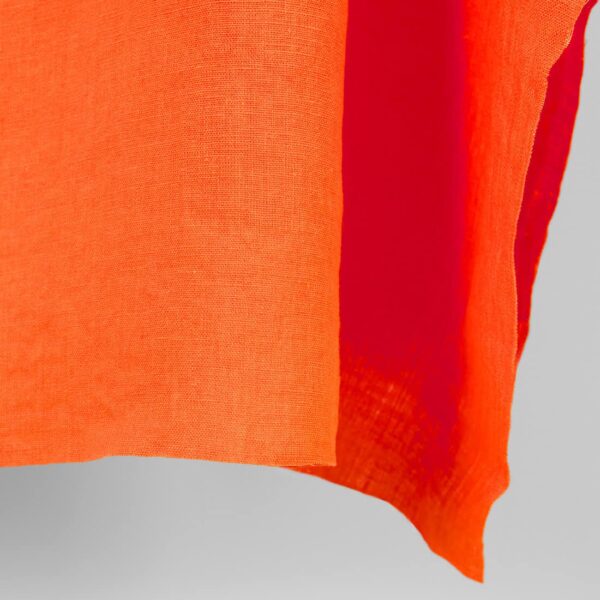 Linen fabric plain orange, washed, pure linen fabric