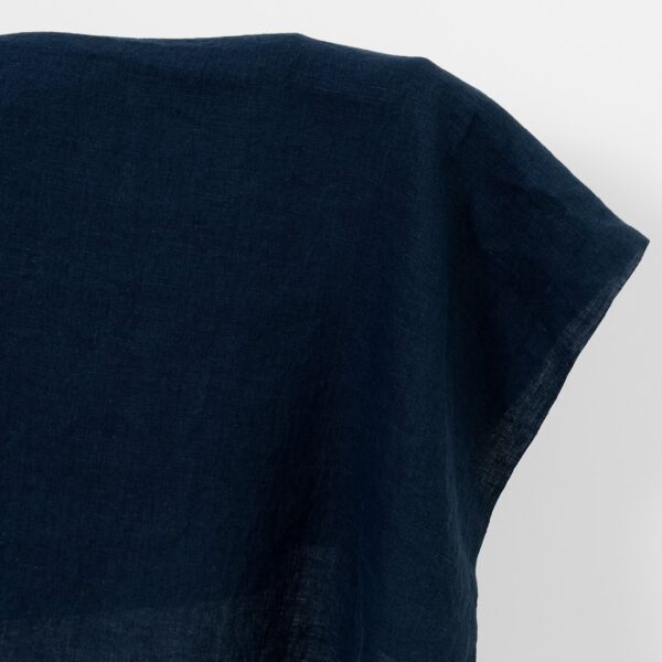 Linen fabric plain blue-black, washed