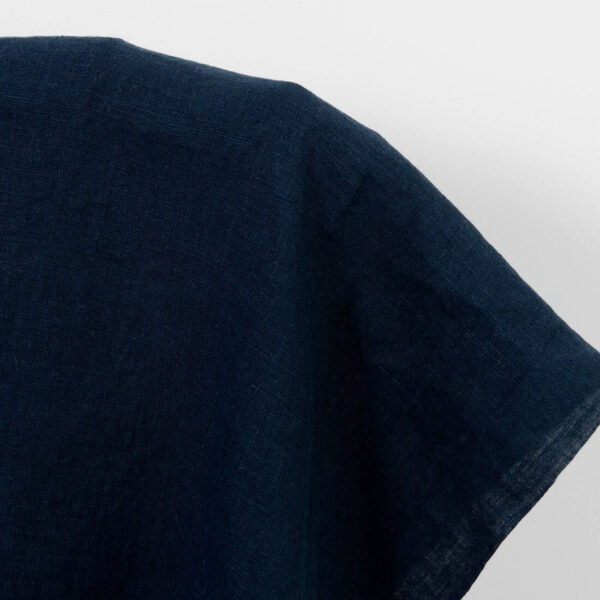 Linen fabric plain blue-black, washed, pure linen fabric