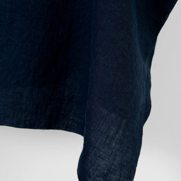 Linen fabric plain blue-black, washed, 145cm width