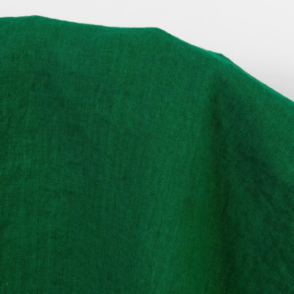 Linen fabric plain dark cool green, washed, pure linen fabric