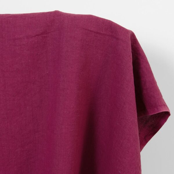 Linen fabric plain burgundy, washed