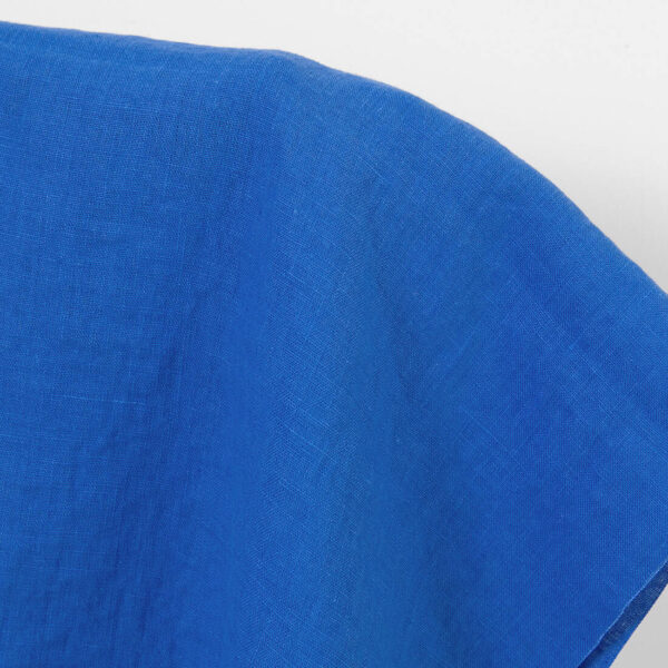 Linen fabric plain blue, washed, 145cm width