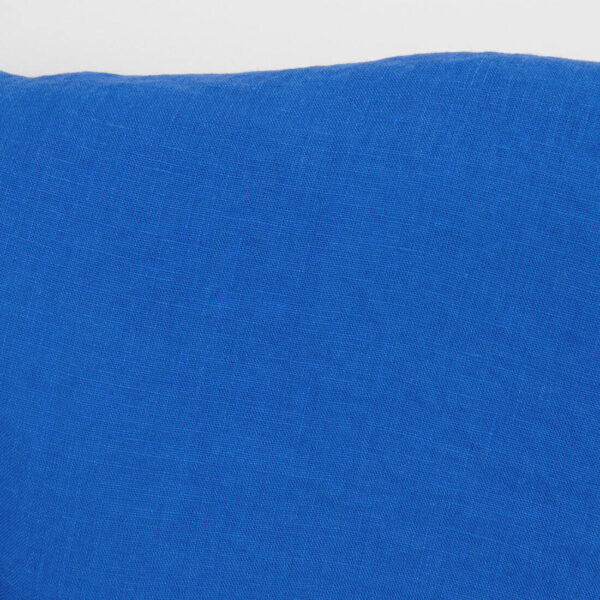 Linen fabric plain blue, washed, plain weave