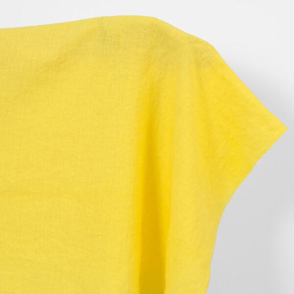 Linen fabric plain bright yellow, washed