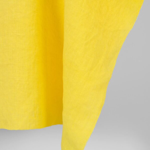 Linen fabric plain bright yellow, washed, plain weave