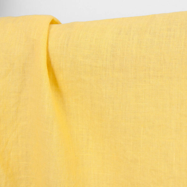 Linen fabric in banana cream colour, washed, pure linen fabric