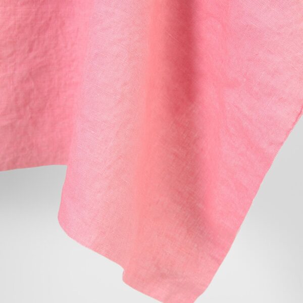 Linen fabric bright pink, washed, plain weave