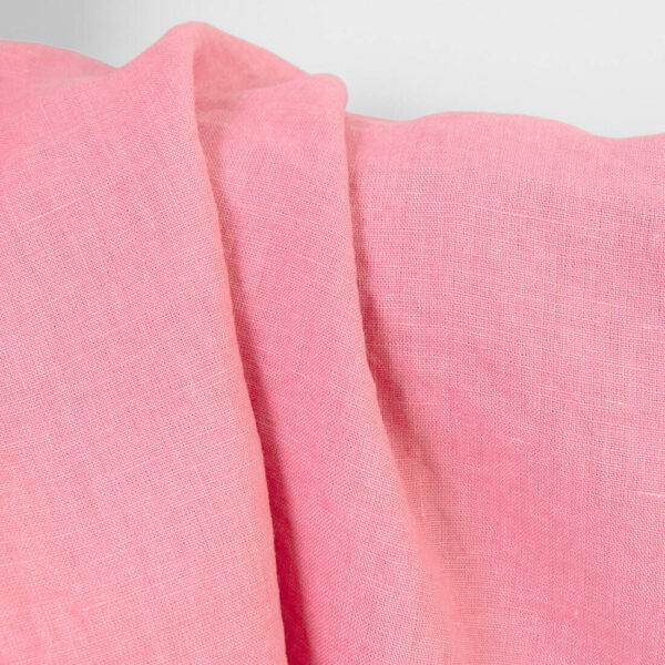 Linen fabric bright pink, washed, 145cm width