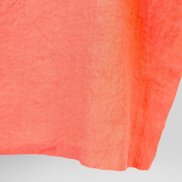Linen fabric in living coral, washed, vibrant color fabric for sewing