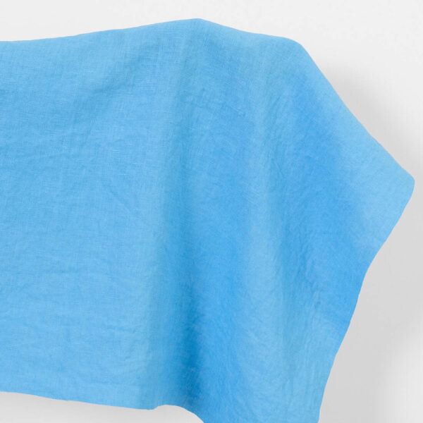 Linen fabric sky blue colour, washed