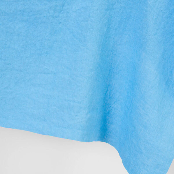 Linen fabric sky blue colour, washed, plain weave
