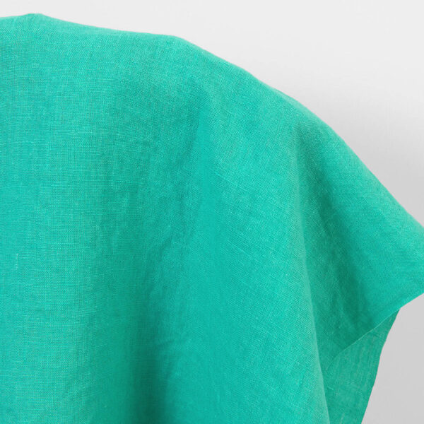 Washed pure linen fabric in green, plain weave
