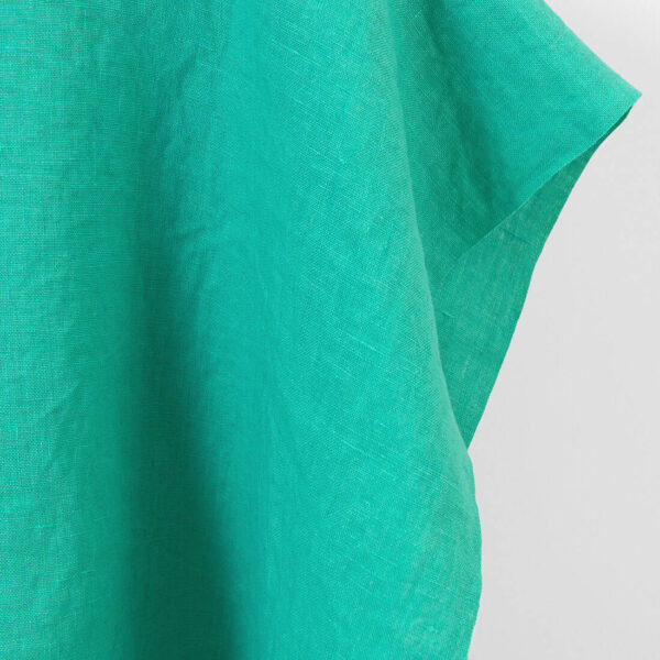 Washed pure linen fabric in green, specially washed, soft to touch
