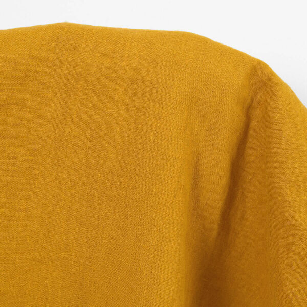 Linen fabric plain ginger yellow, washed, for DIY sewing clothing, tablecloths, bedlinen