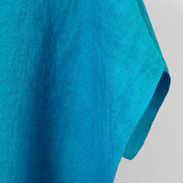 Linen fabric vivid blue, washed