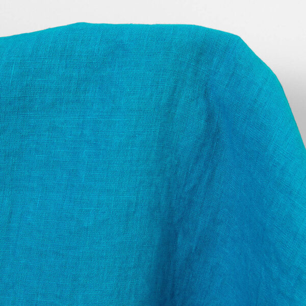 Linen fabric vivid blue, washed
