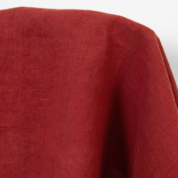 Linen fabric brick red, washed
