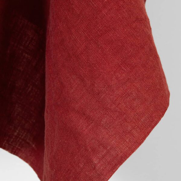 Linen fabric brick red, washed