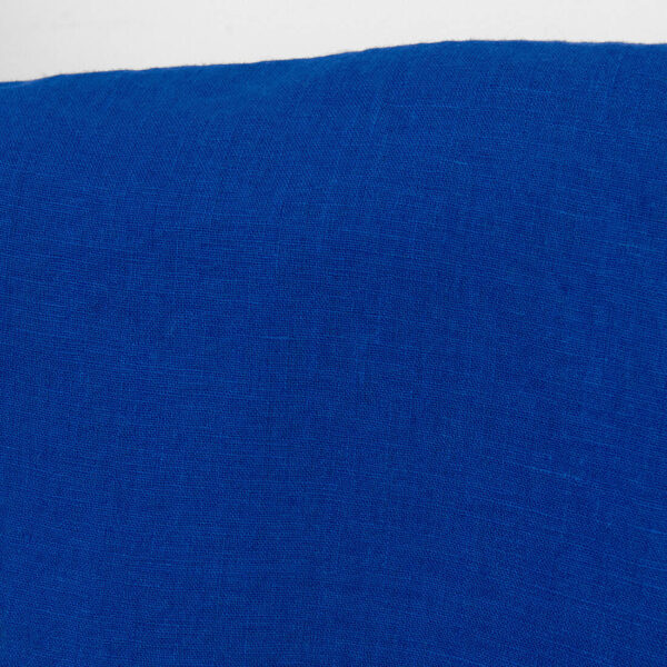 Linen fabric plain vibrant royal blue, washed