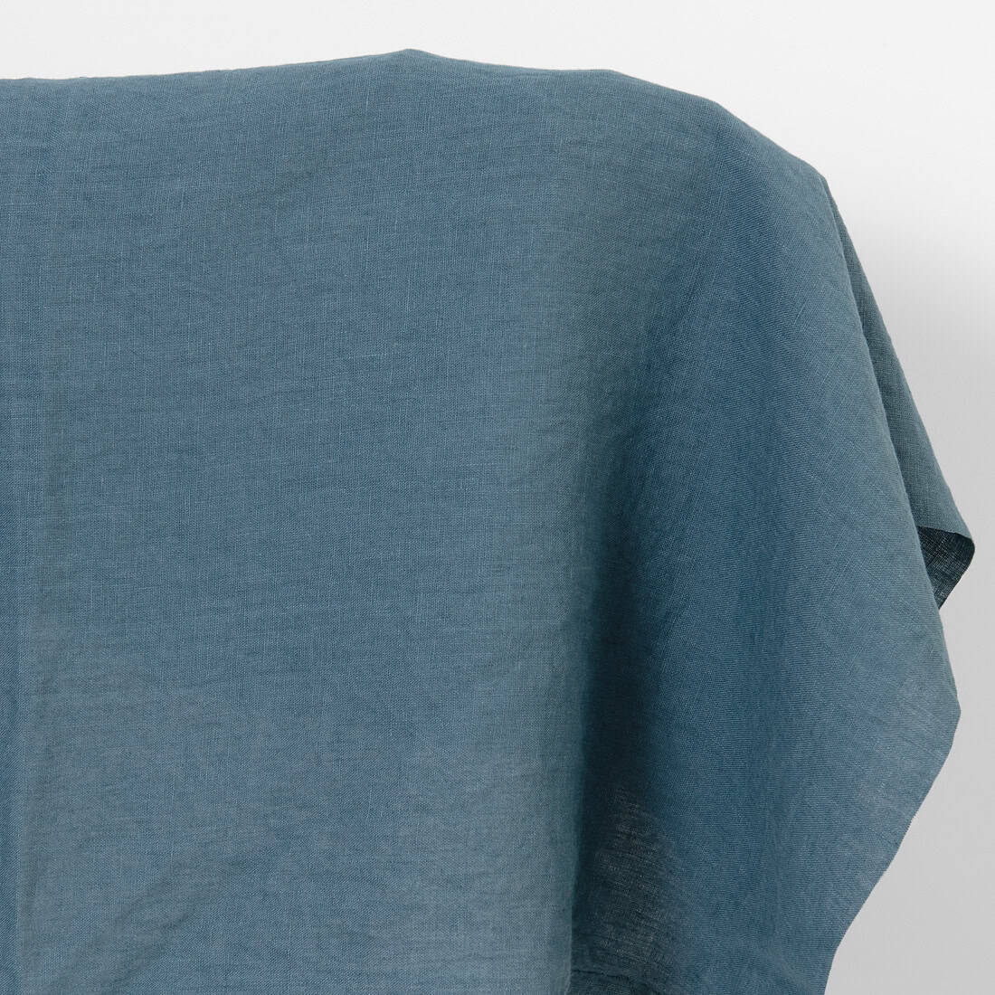 Linen fabric in orion blue, washed