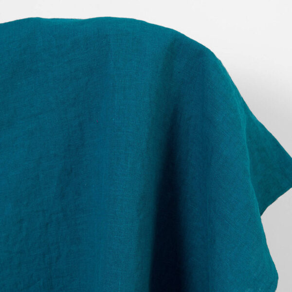 Linen fabric dark greenish-blue turquoise