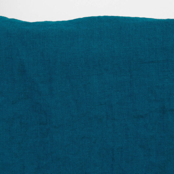 Linen fabric dark greenish-blue turquoise, washed