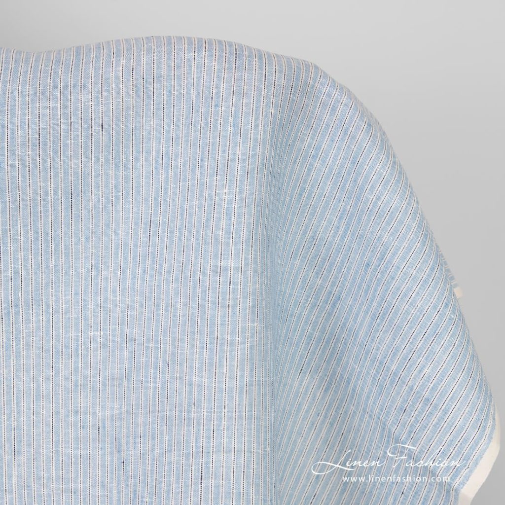 Blue linen fabric in stripes