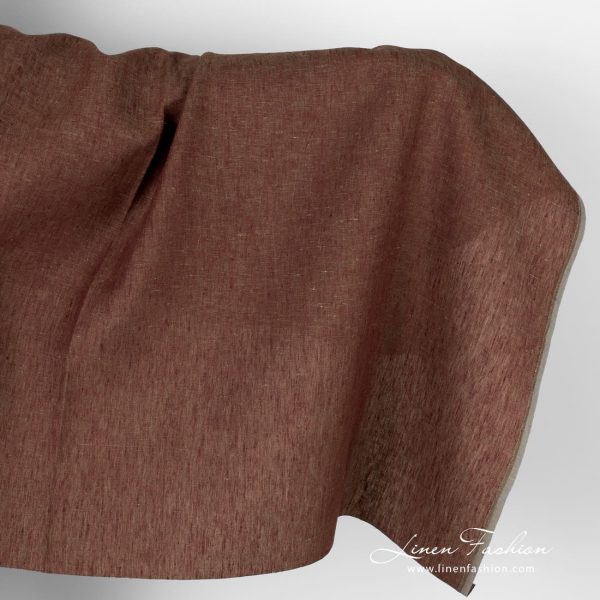 Linen fabric in greenish violet melange