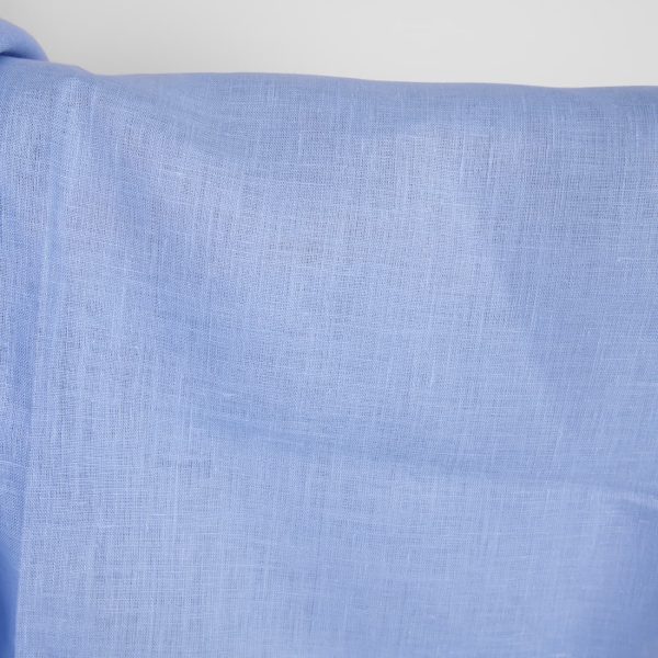 Light blue linen fabric close up detail