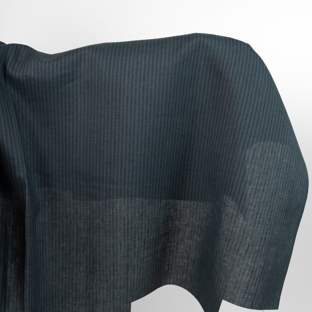 linen striped blue black fabric