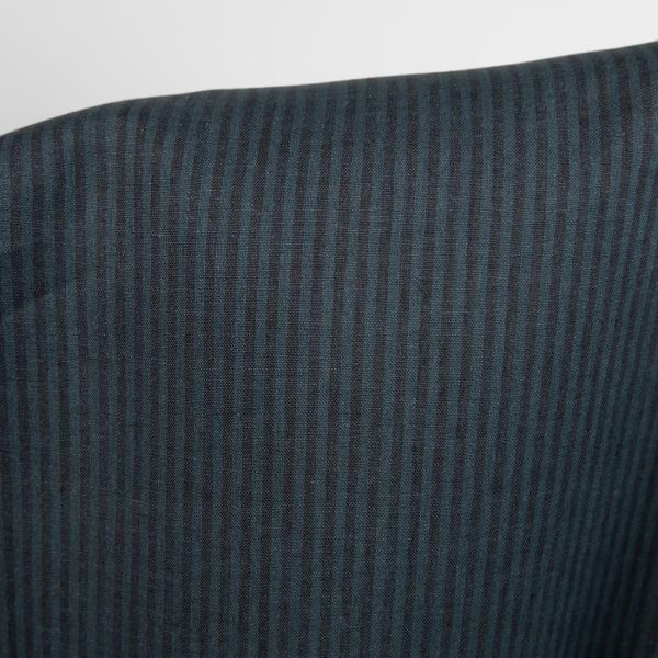 linen striped blue black fabric, not washed