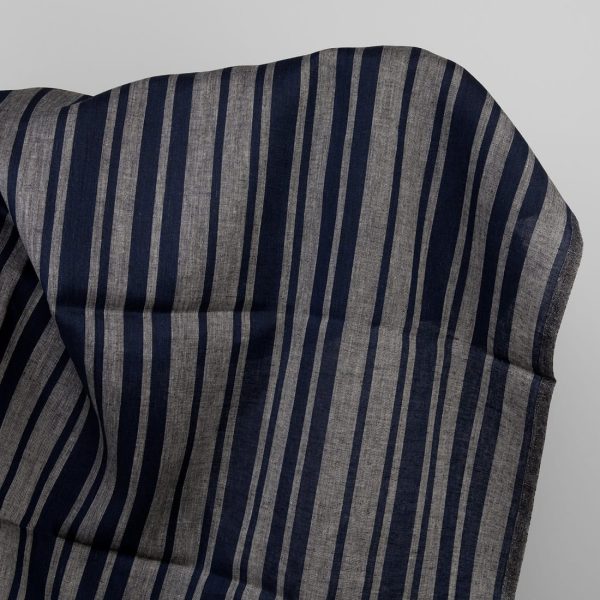 Linen fabric in blue and natural stripes