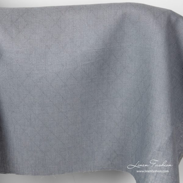Linen grey diamond pattern fabric