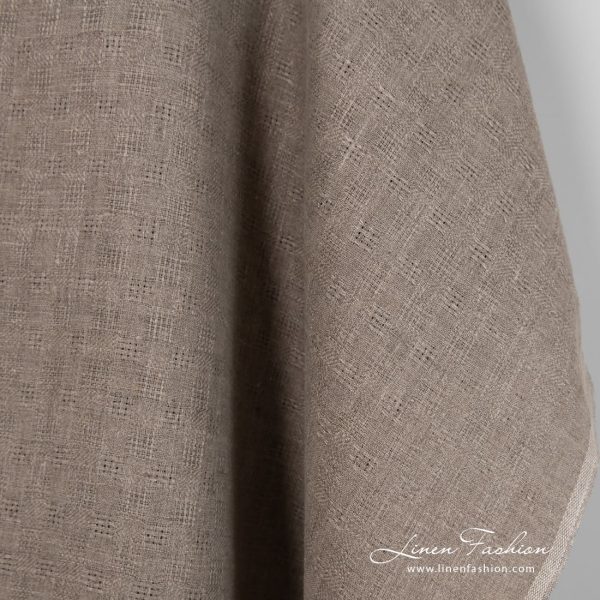 Undyed linen fabric with checks