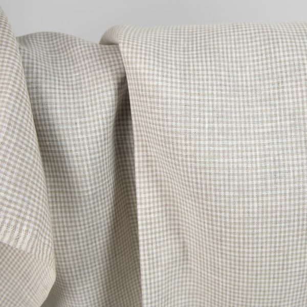 Linen fabric in natural and white colour checks product photo