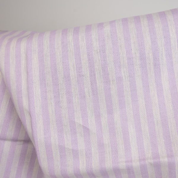 linen striped fabric lilac non washed