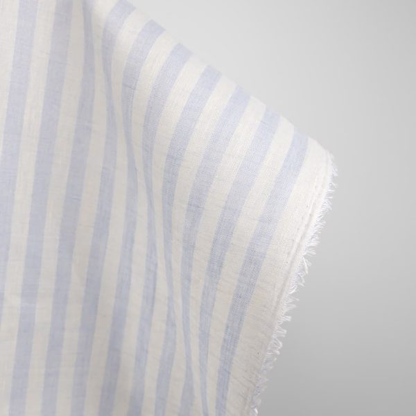 linen fabric blue stripes, cream stripes