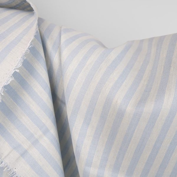 linen fabric blue stripes, non washed