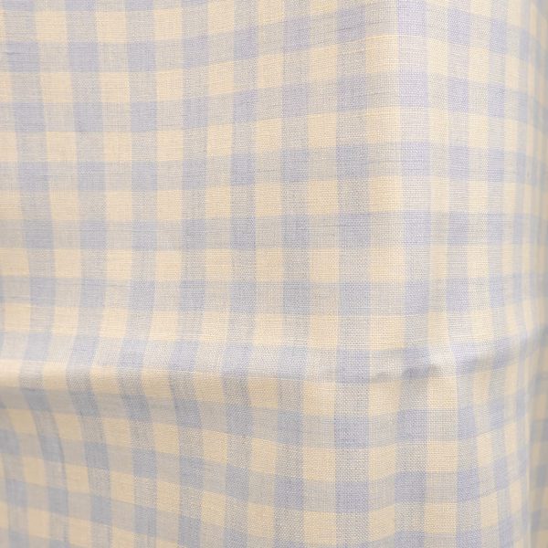 linen fabric blue cream checks 150cm.