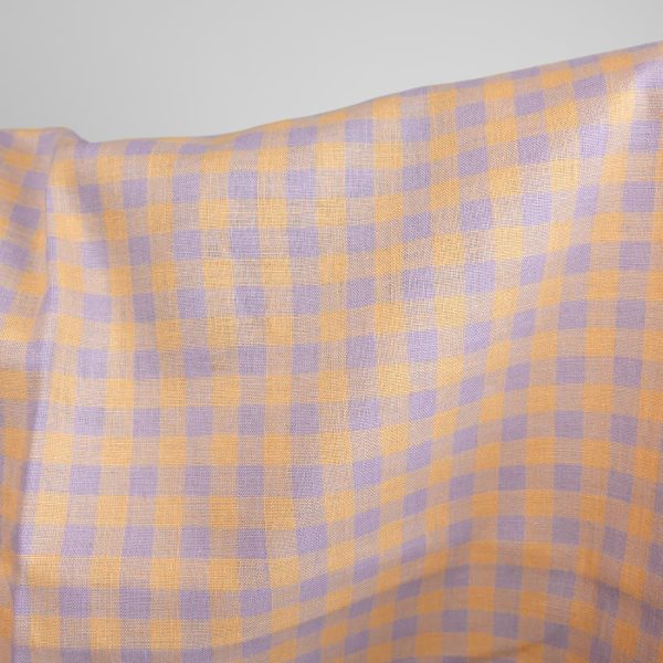 lilac yellow checks linen fabric 150cm. width