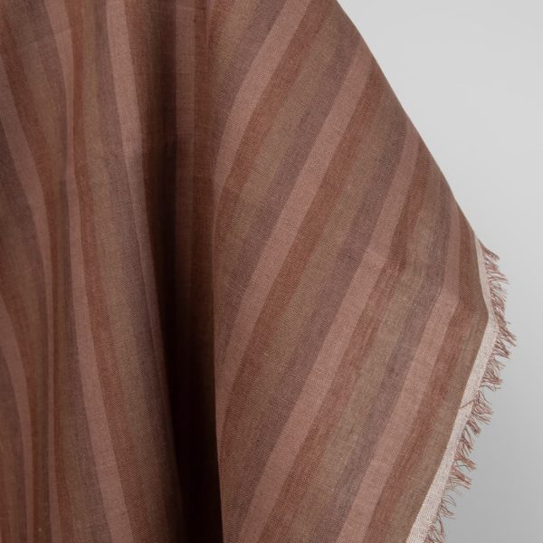 linen fabric in brown stripes, non washed