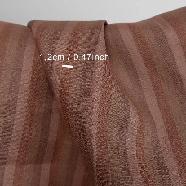linen fabric in brown stripes, 1.2cm