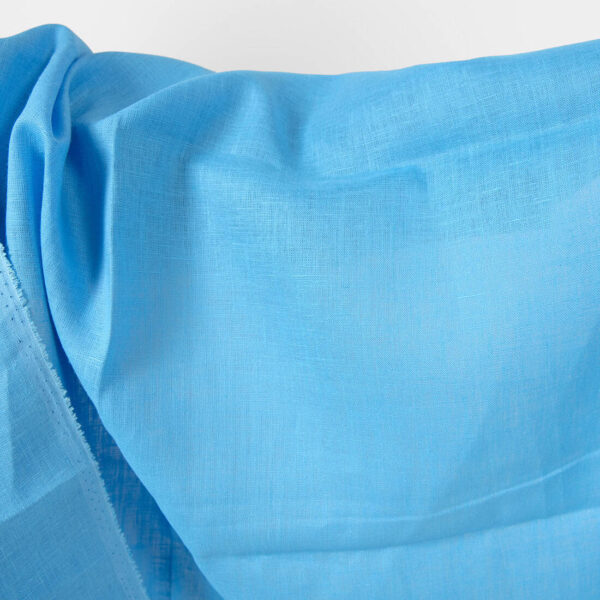 Linen fabric sky blue colour not washed detail view