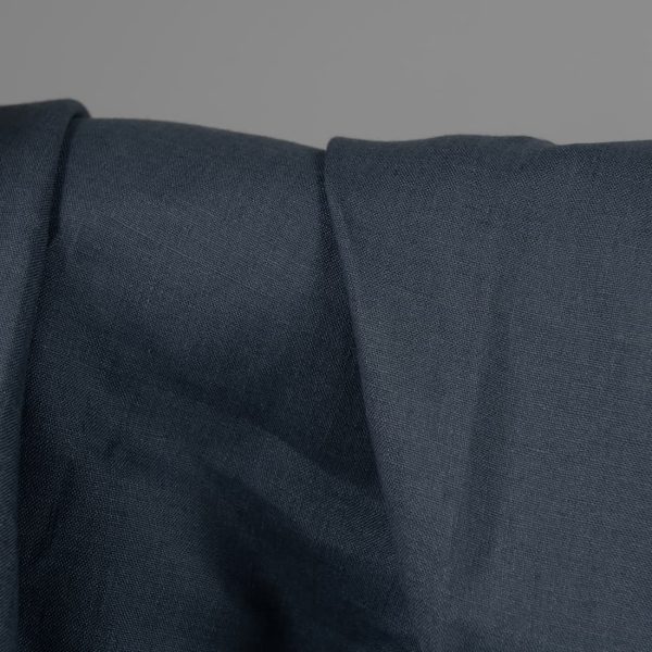 Jeans blue linen fabric close up detail