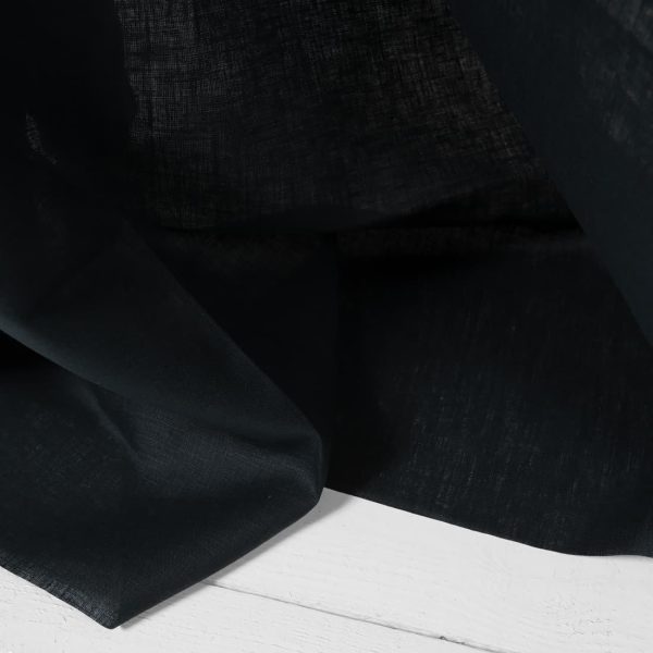 Black navy blue linen fabric product photo