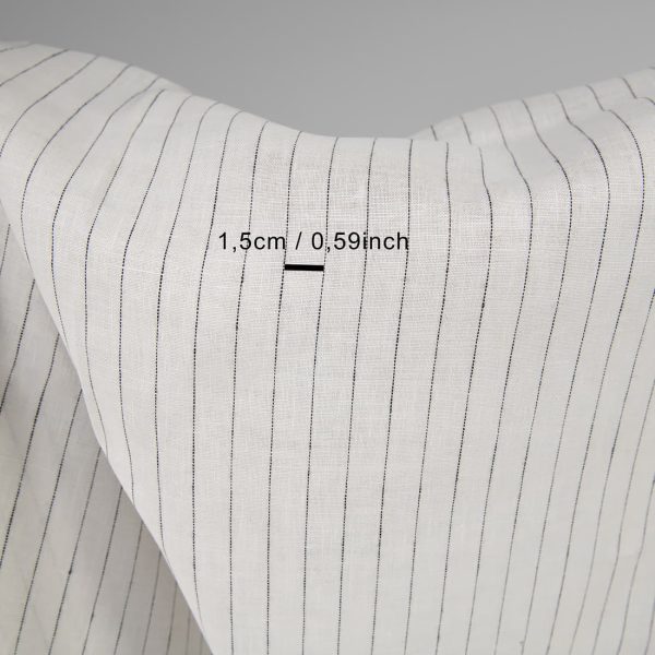 Linen fabric off-white colour with black stripes with measurements