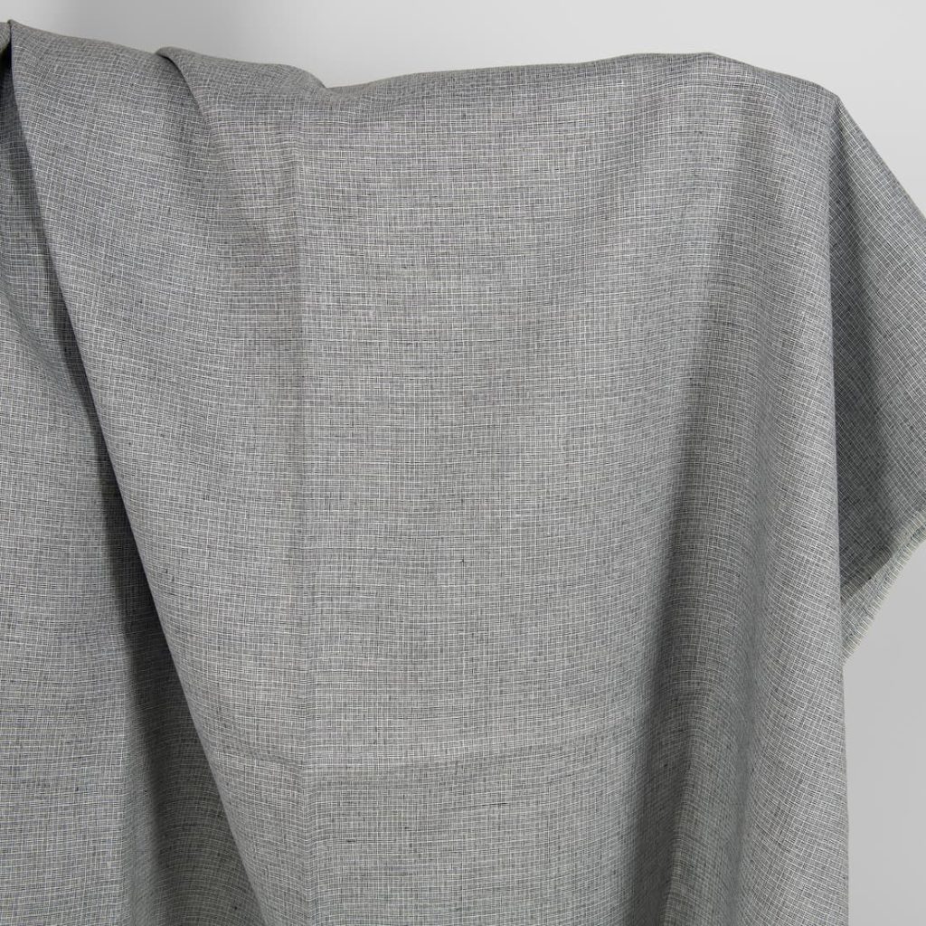 Linen fabric dark grey small pattern