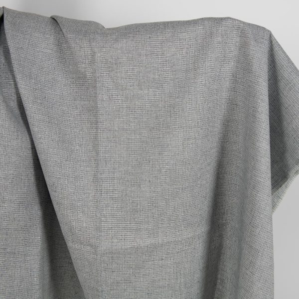 Linen fabric dark grey small pattern